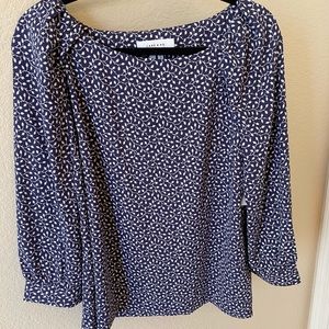Lark & Ro 3/4 Sleeve Crew Neck Gathered Blouse